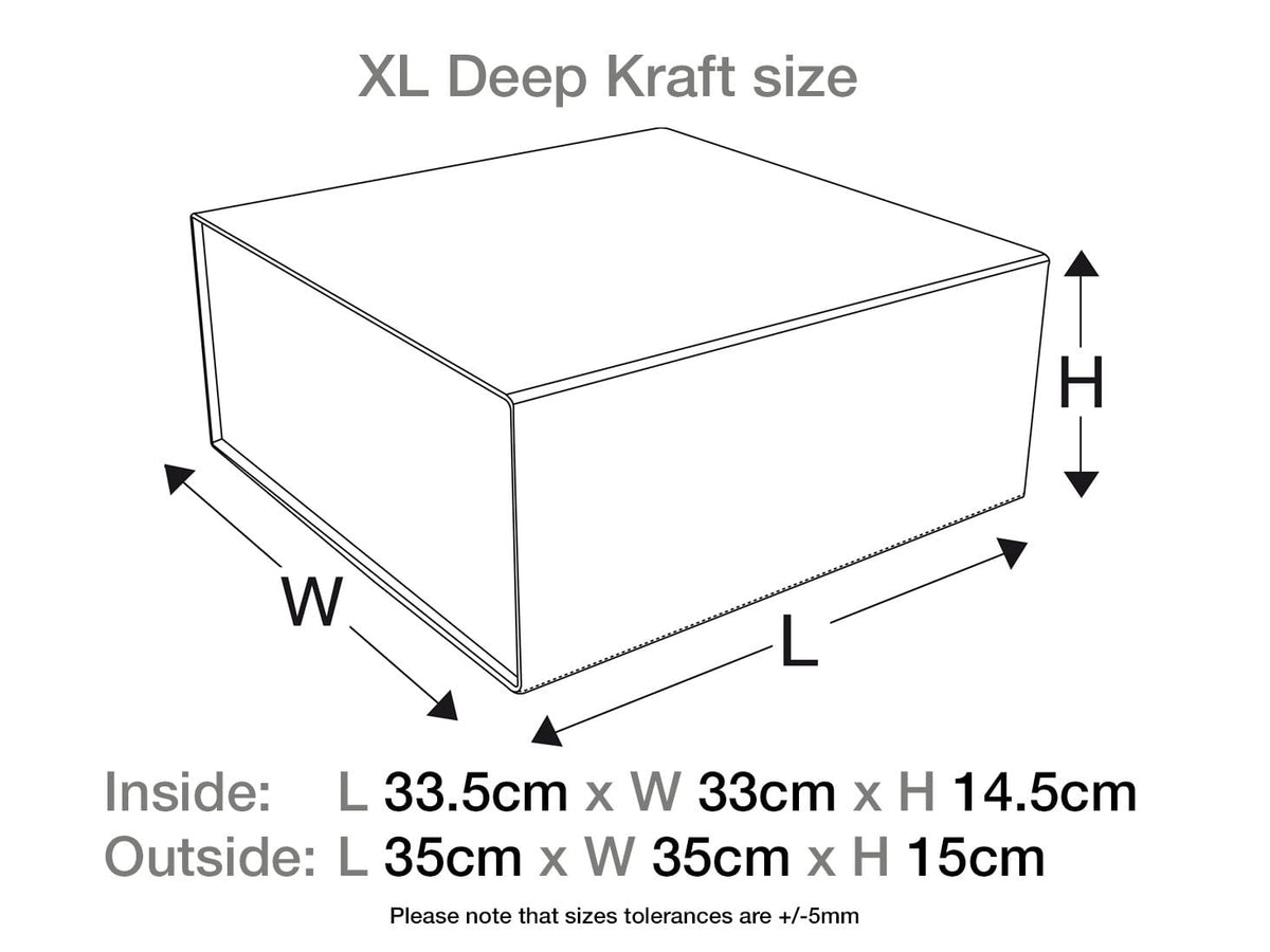 Sample Natural Kraft XL Deep No Magnet Gift Box Assembled Size