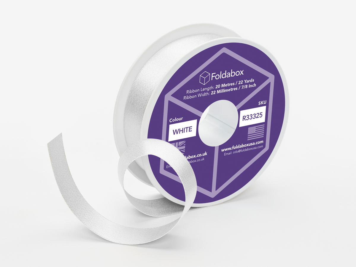 White Metallic Sparkle 22 yard Ribbon Roll