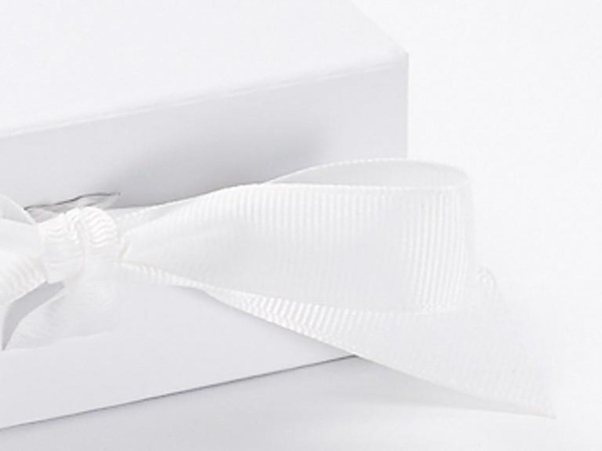 White small gift box ribbon detail from Foldabox USA