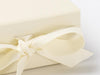 Ivory small folding gift box grosgrain ribbon detail