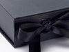 Black Small Folding Gift Box with Fixed Ribbon Detail