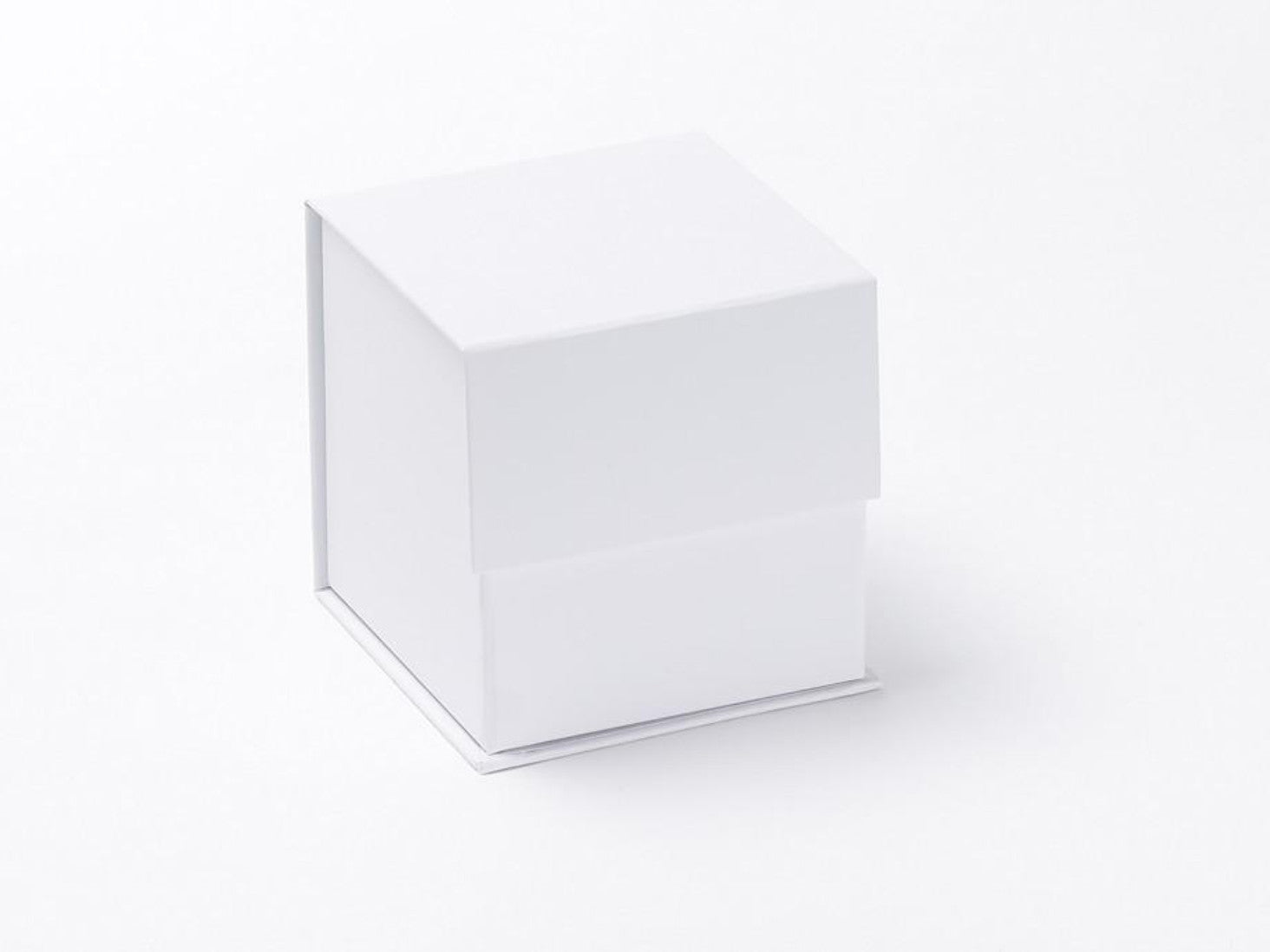 White  4" Small cube folding gift box no ribbon from Foldabox USA