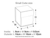 Small Black Cube Assembled Gift Box Size Line Drawing in Centimeters