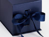 Navy Blue Large Cube Folding Gift Box Sample Ribbon Detail