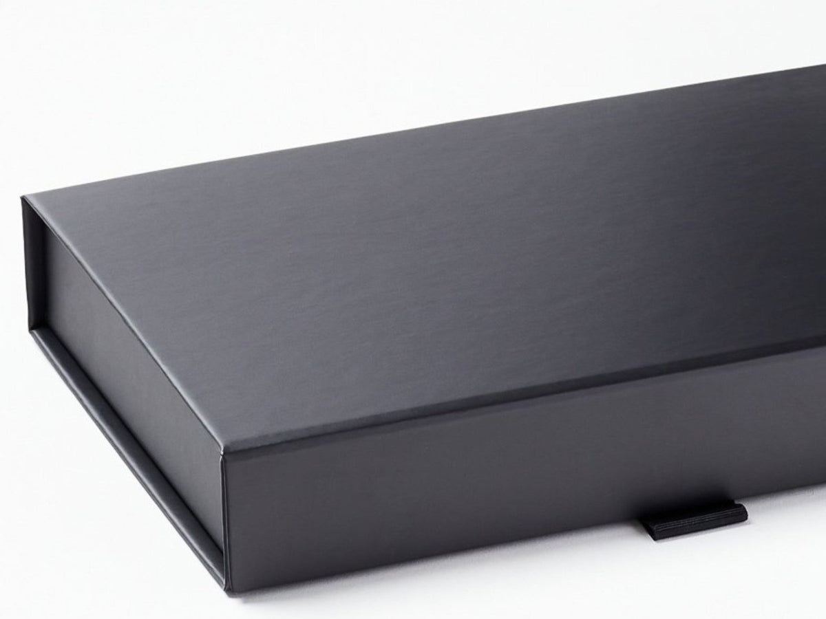 Black A5 Shallow Gift Box Front Flap Detail