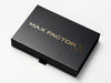 Black A5 Shallow Gift Box with Custom Printed Gold Foil Logo