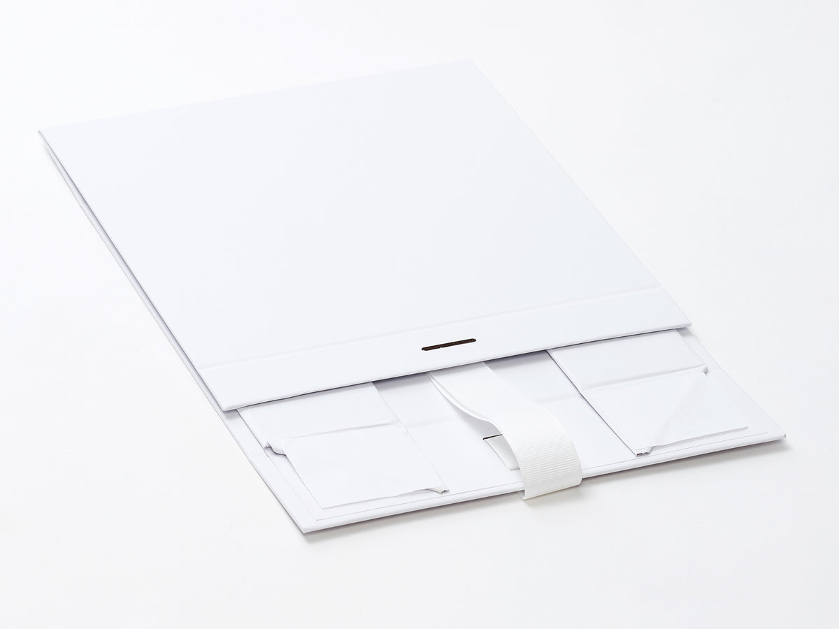 Sample White Folding Gift Box with Changeable Ribbon Supplied Flat