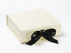 Ivory Medium Folding Gift Box Featured with Black Ribbon