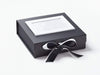 White Photo Frame on Black Medium Gift Box with White Ribbon