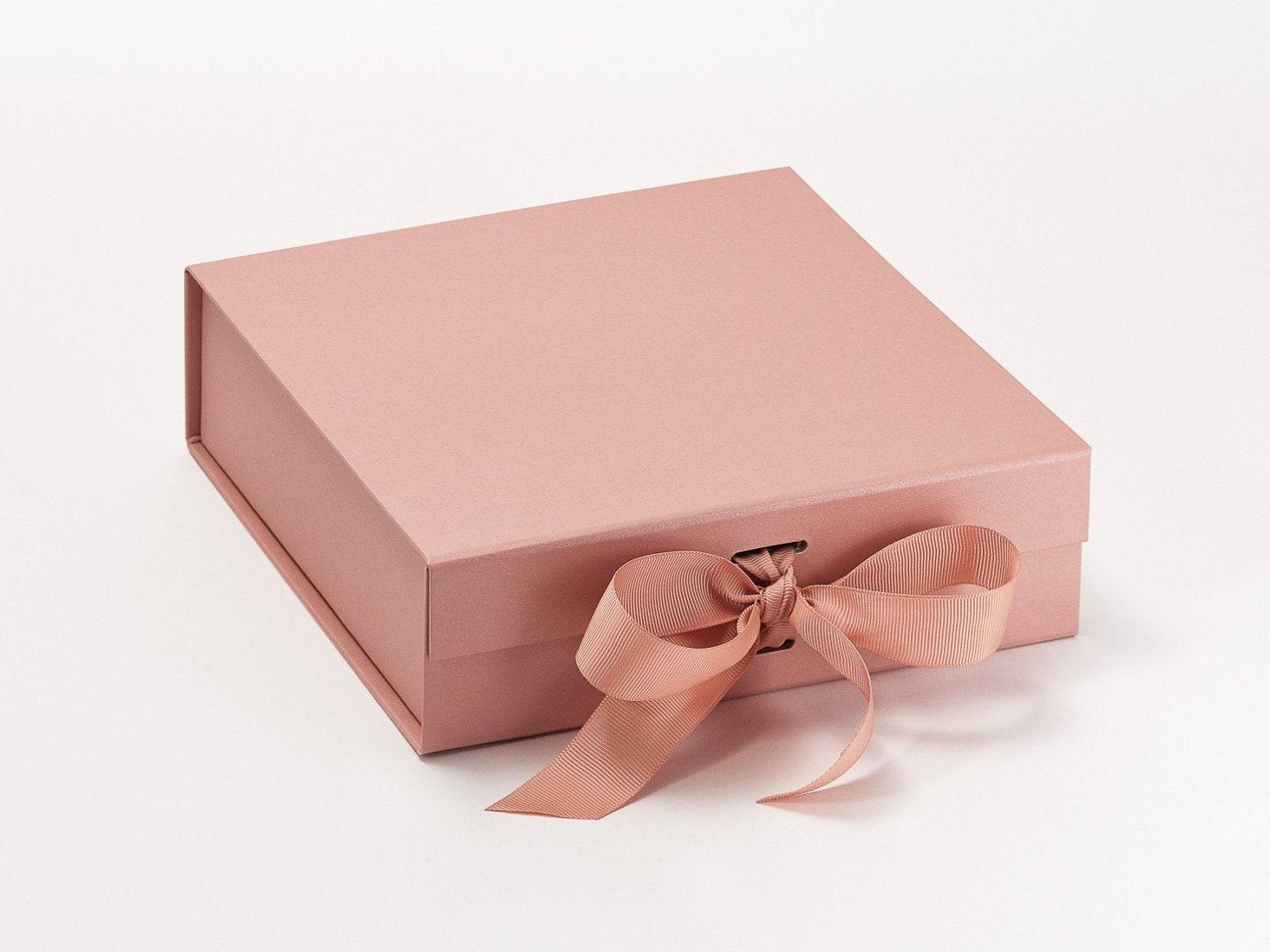 Rose Gold Medium Luxury Gift Box with changeable ribbon from Foldabox