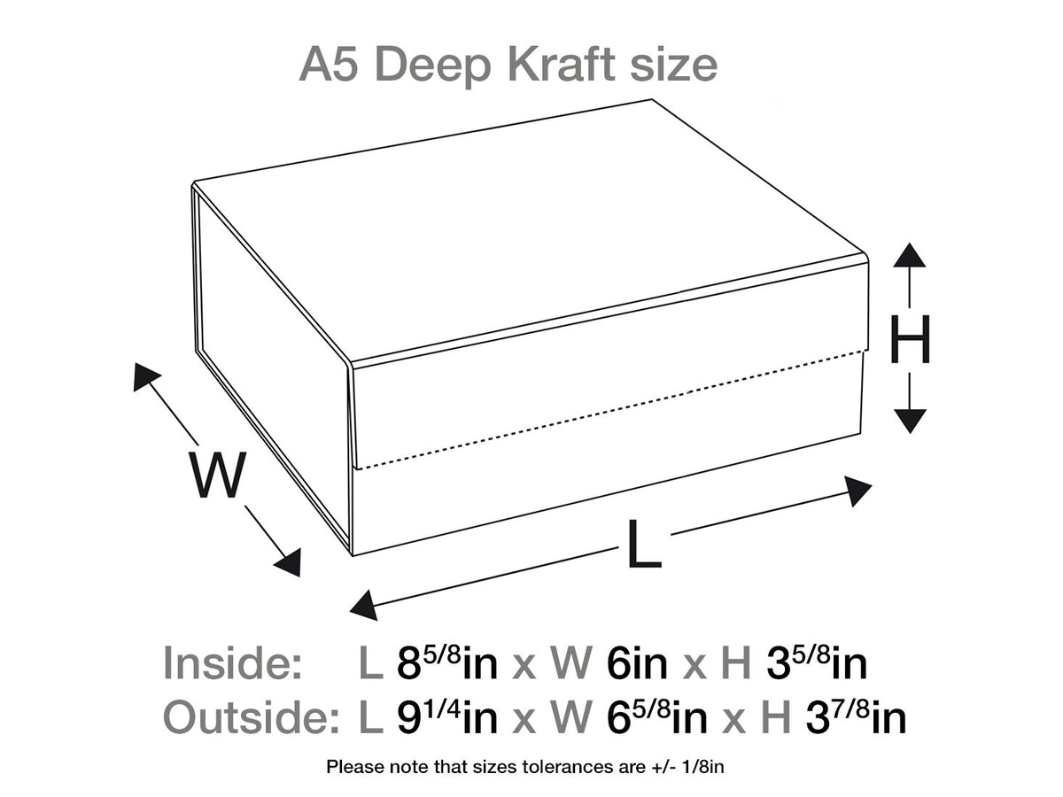 Natural Kraft A5 Deep Gift Box Sample Assembled Size in Inches
