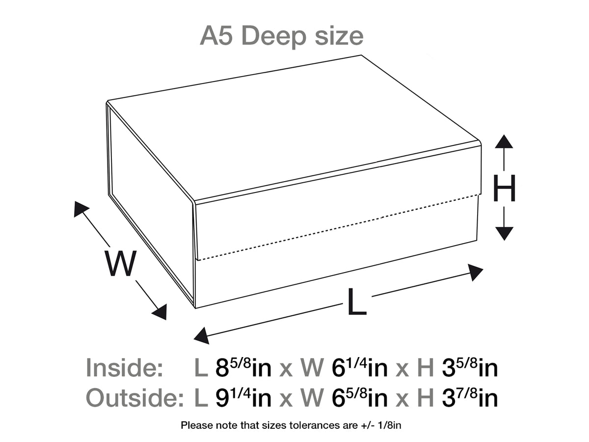 Gold A5 Deep Gift Box Assembled Size in Inches