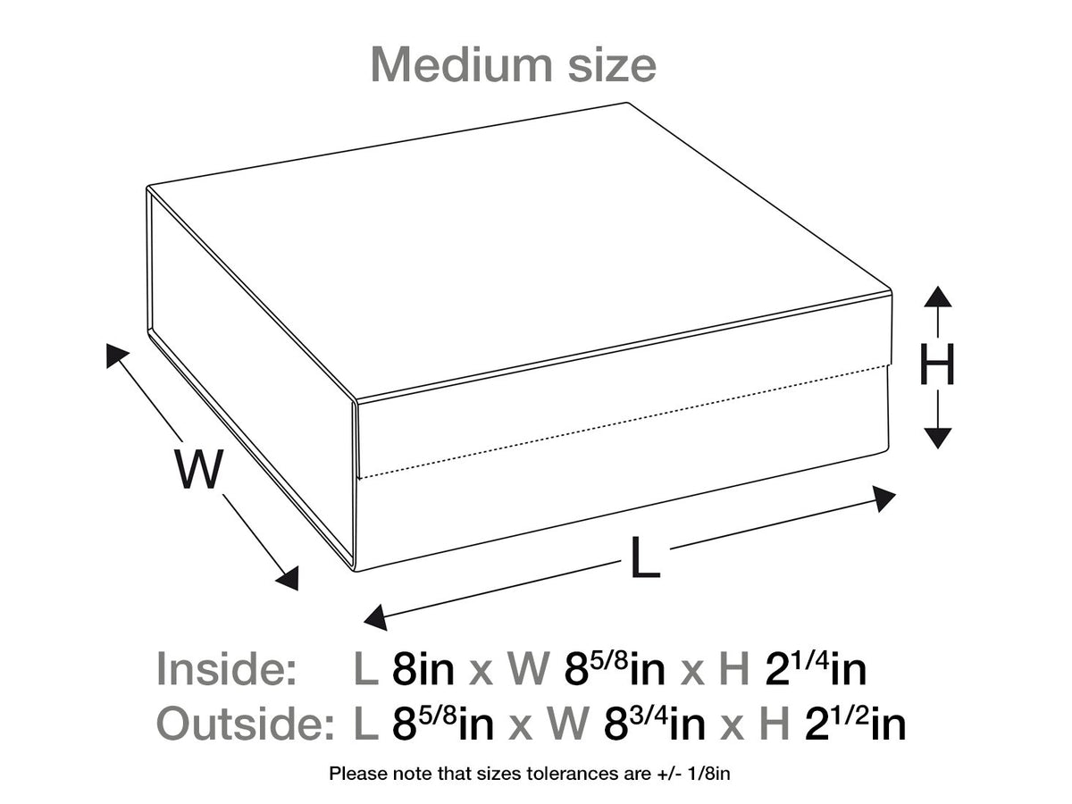 White Medium Gift Box Sample with Fixed Ribbon Assembled Size in Inches