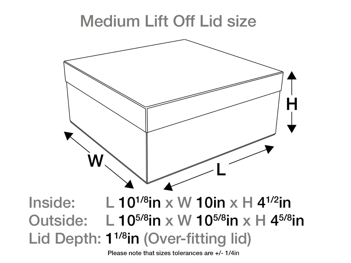 Black Medium Lift Off Lid Gift Box Assembled Size in Inches