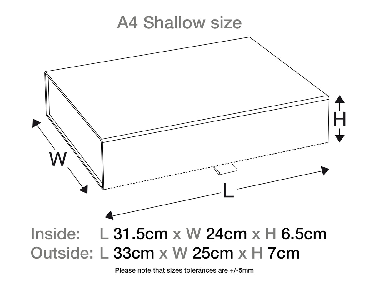 Ivory A4 Shallow Gift Box Assembled Size in Centimeters