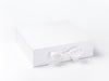 White Large Folding Keepsake Box with Fixed Grosgrain Ribbon Ties