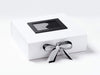 White Large Gift  Box Featuring Black Photo Frame with Black Ribbon Double Bow