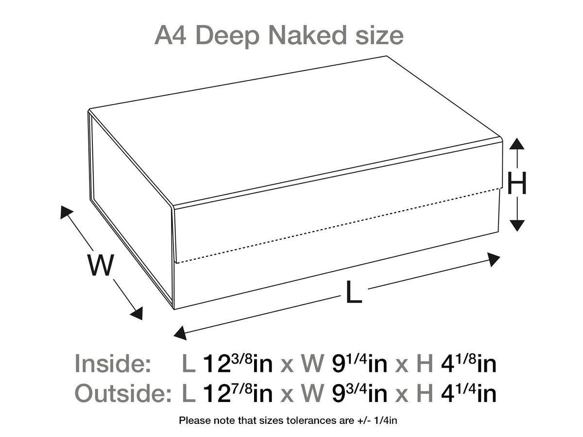 Naked Gray ® A4 Deep Gift Box Sample Assembled Size in Inches