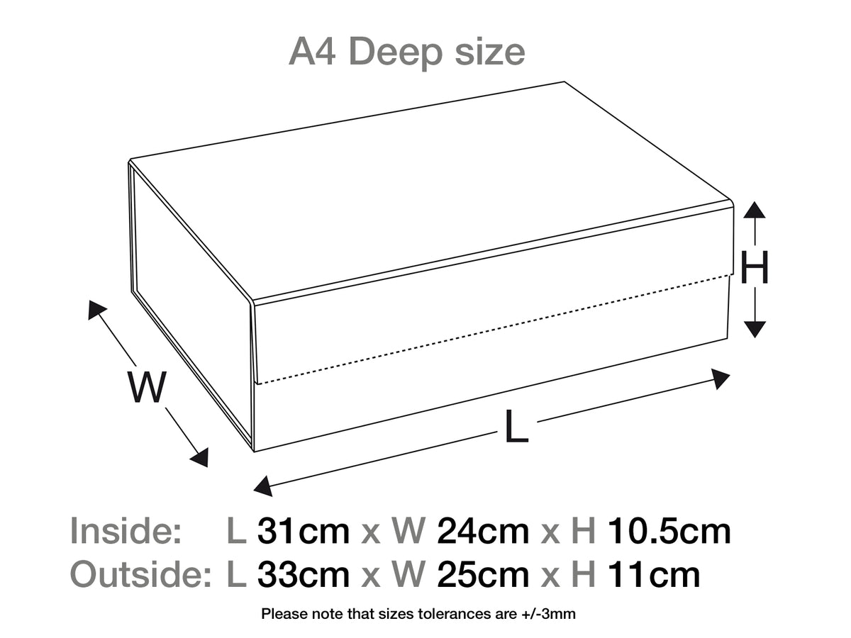 A4 Deep Gift Box Sample Assembled Size