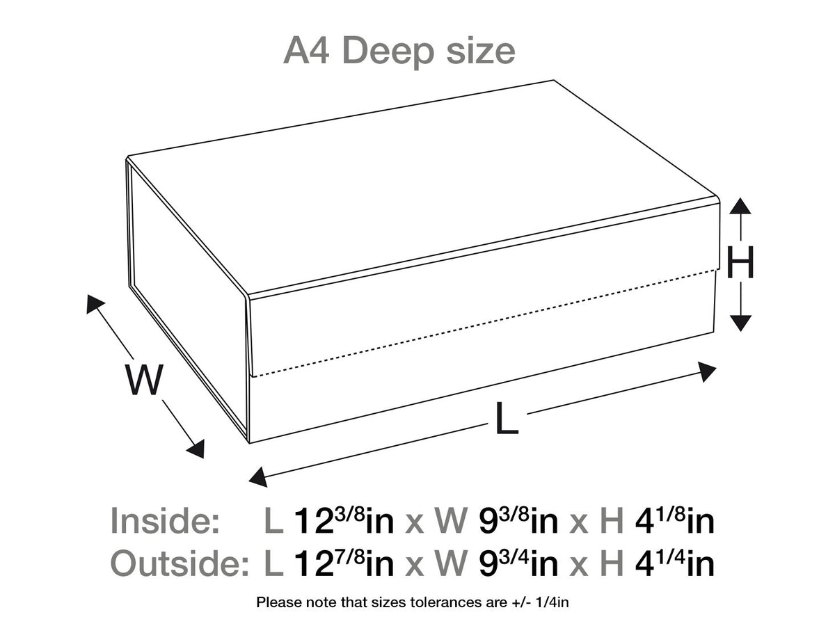 Ivory A4 Deep Gift Box Sample with Ribbon Assembled Size in Inches