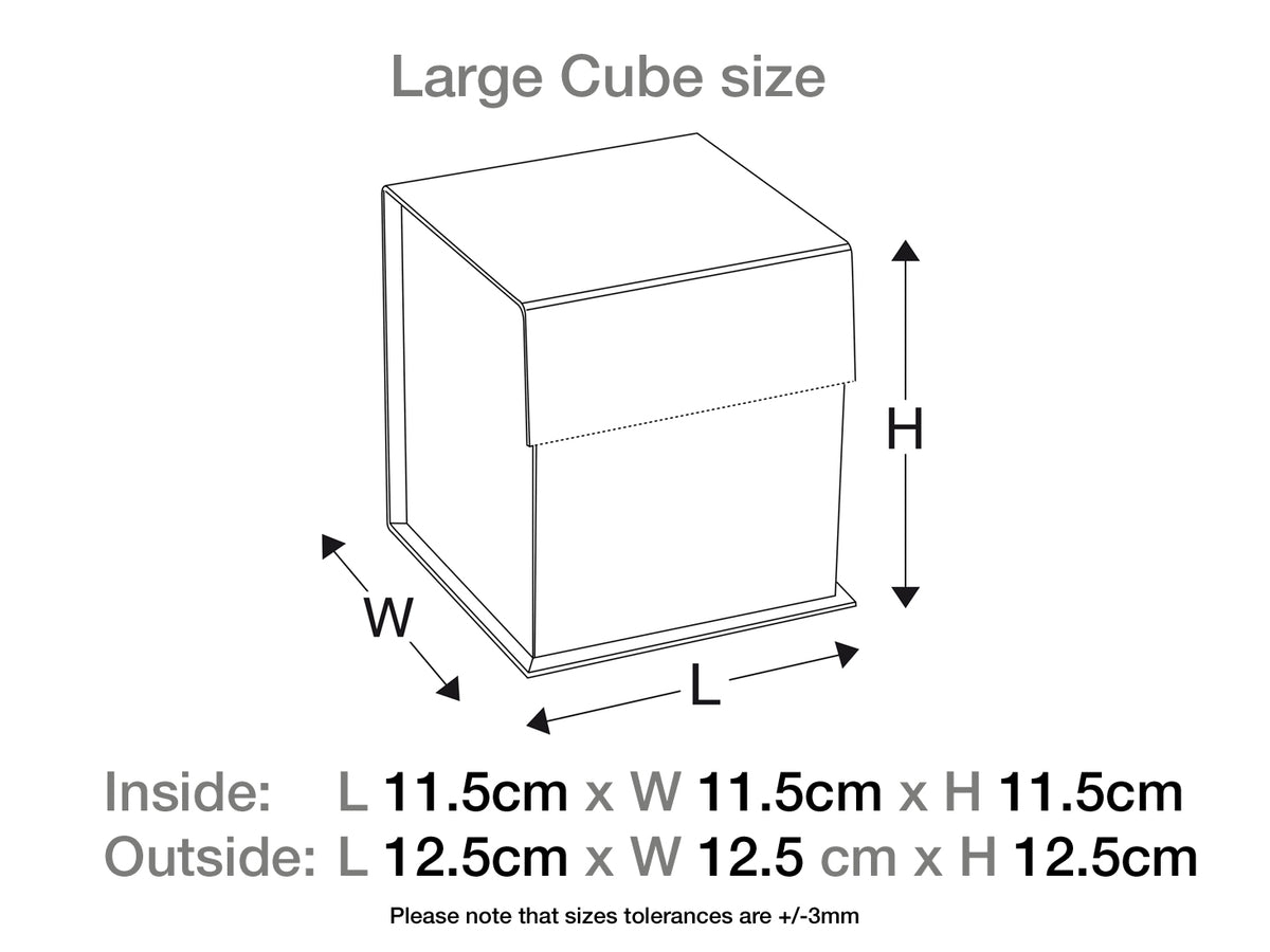 Black Large Cube Gift Box Assembled Size in Centimeters