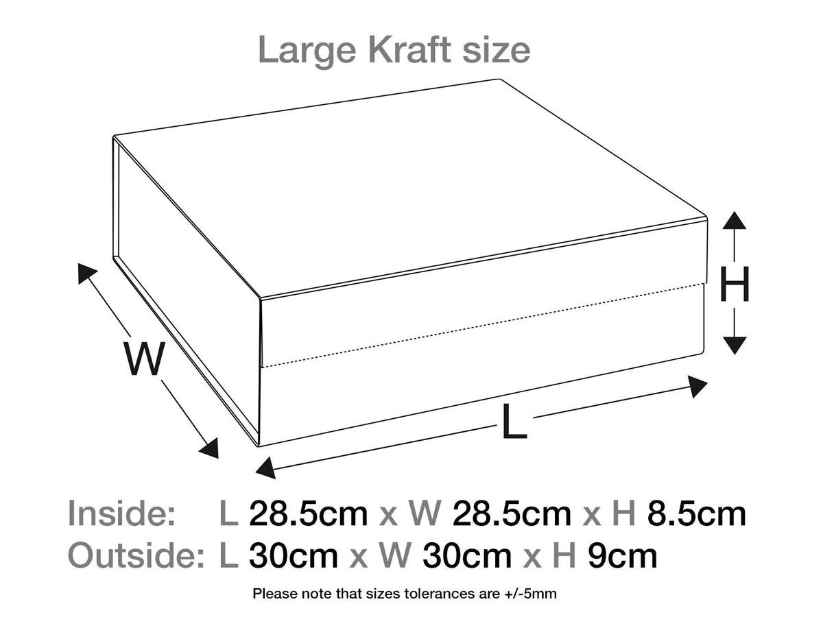 Large Natural Kraft Gift Box Sample Assembled Size in Centimeters