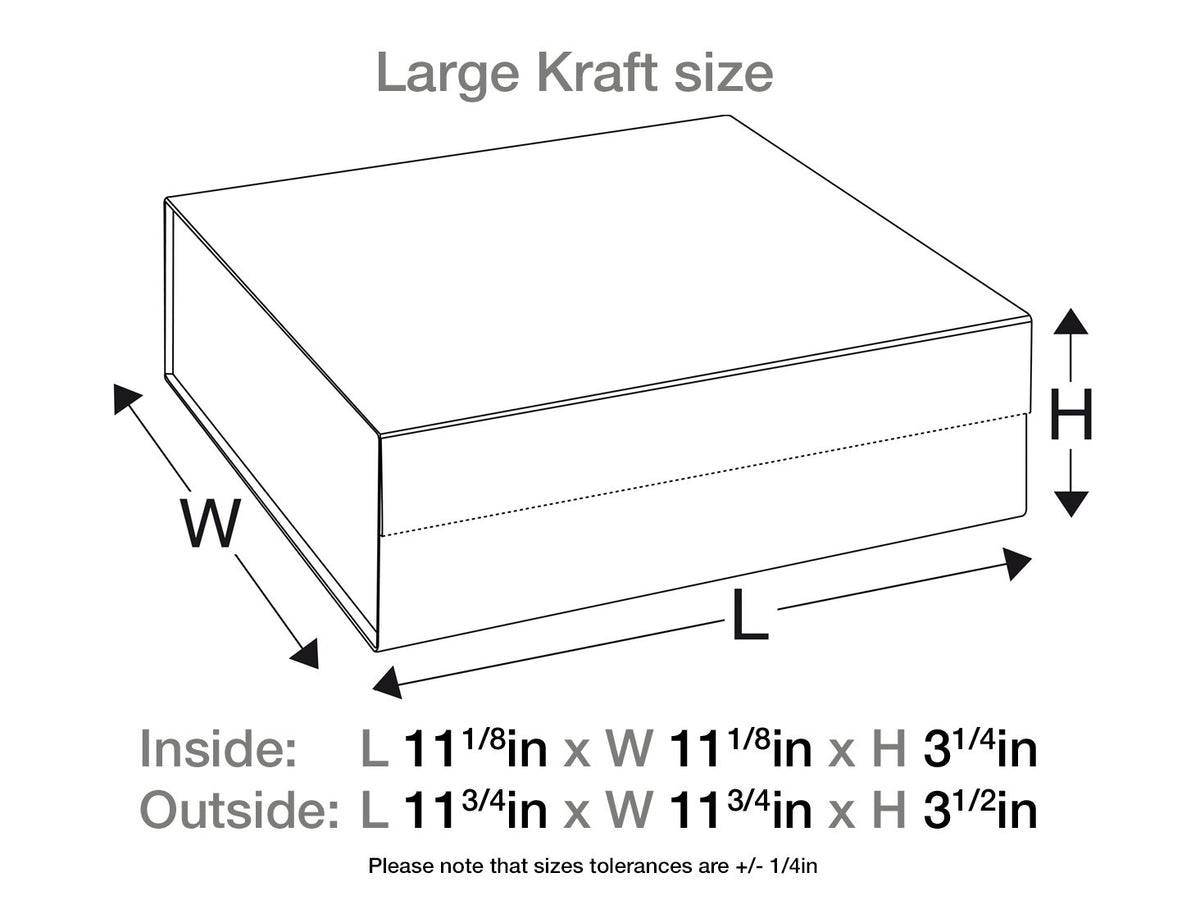 Large natural Kraft Gift Box Sample Assembled Size in Inches