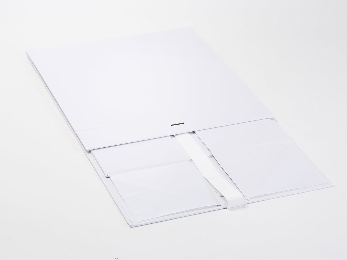 White XL Deep Gift Box Sample Supplied Flat with Ribbon
