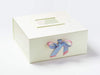 Example of Bluebird and Rose Pink Double Ribbon Bow Featured on Ivory XL Deep Gift Box With Ivory Photo Frame