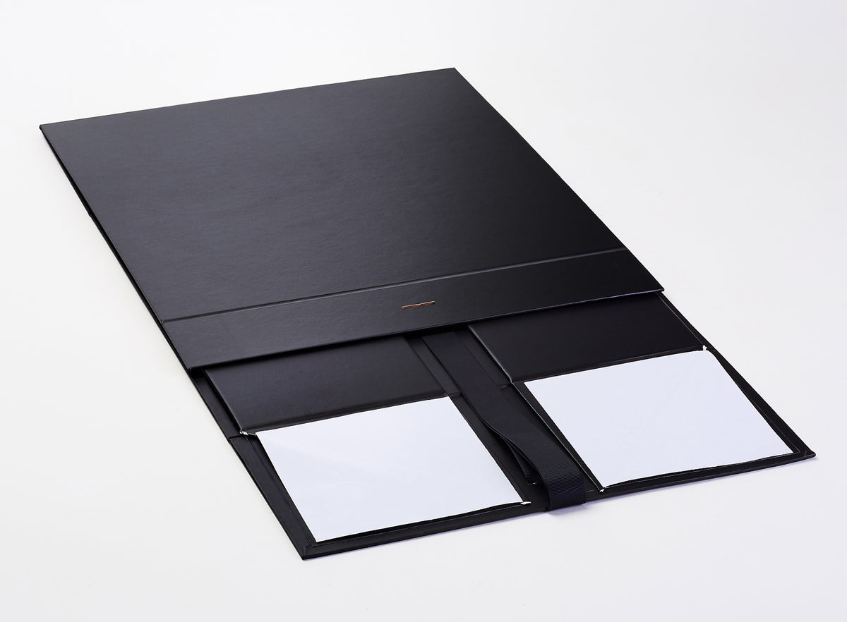 Black XL Deep Gift Box with Changeable Ribbon Supplied Flat with Ribbon