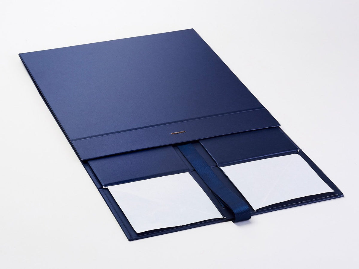 Navy XL Deep Gift Box Supplied Flat and with Matching Ribbon