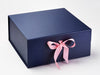 Navy Blue XL Deep Gift Box Supplied with Rose Pink Ribbon