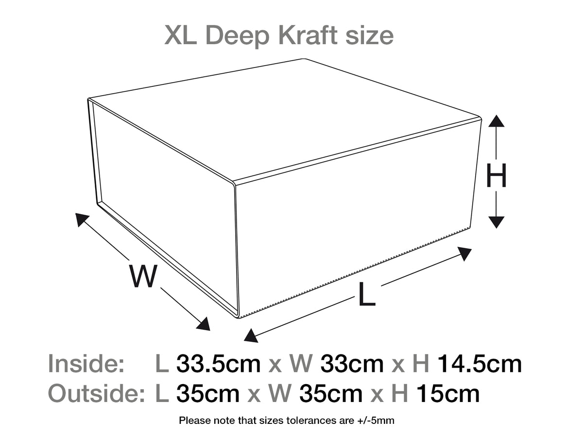 Natural Kraft XL Deep Gift Box Assembled Size in Centimeters