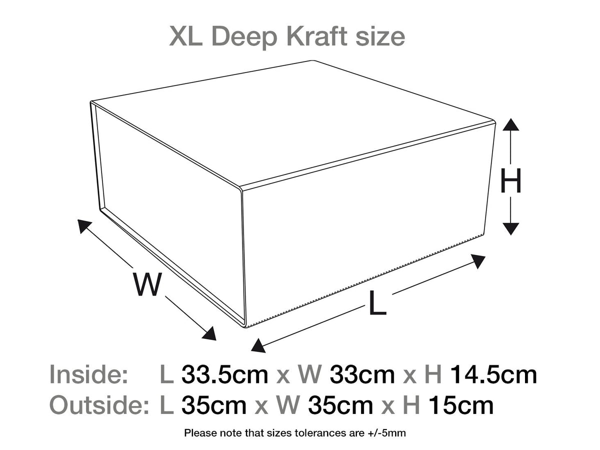 Natural Kraft XL Deep Gift Box Sample Assembled Size in Centimeters