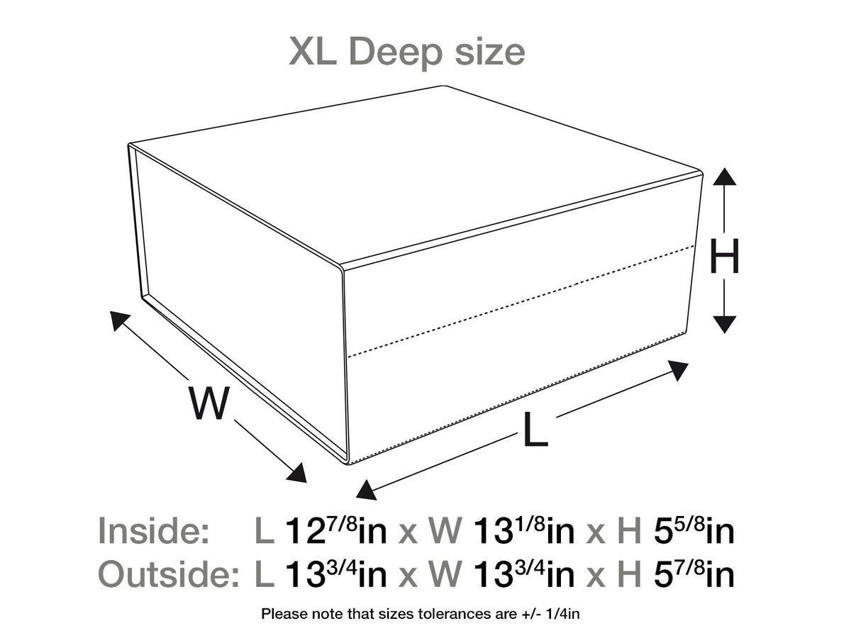 Red XL Deep Gift Box Sample Assembled Size in Inches