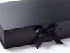Black A3 Shallow Gift Box Sample Ribbon Detail