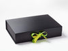 Lemon Yellow and Jasmine Green Double Ribbon Bow on Black A3 Shallow Gift Box
