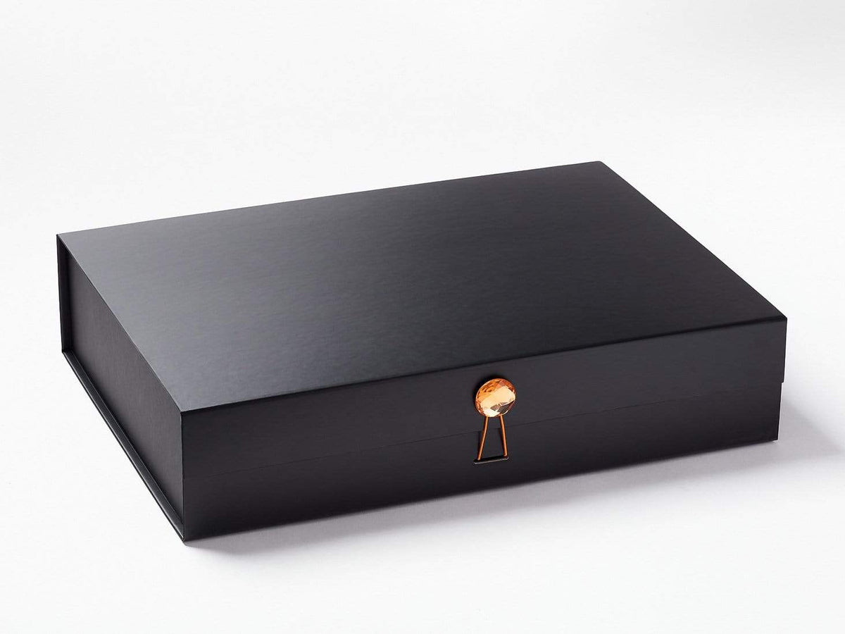 Black A3 Shallow Gift Box featured with Morganite Gemstone