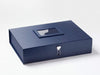 Navy Blue A3 Shallow Gift Box with Diamond Heart Closure and Navy Blue Photo Frame