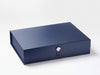 Navy Blue A3 Shallow Gift Box Featured with Purple Sapphire Decorative Closure