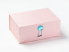 Blue Zircon Gemstone Decorative Closure Featured on Pink A5 Deep Gift Box