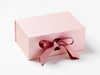 Pale Pink Gift Box Featured with Claret Wine and Sweet Nectar Double Ribbon Bow