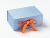 Pale Blue Guft Box Featured with mango and Russet Orange Double Ribbon Bow