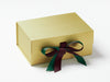 Gold A5 Deep Gift Box Featured with Raisin and Forest Green Ribbon Double Bow