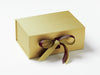 Gold A5 Deep Gift Box Featured with Additional Rose Wine Double Ribbon Bow