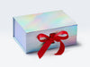 Rainbow Gift Box Featuring Bright Red Ribbon