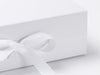 White A4 Deep folding gift box fixed ribbon detail