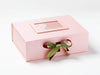 Example of Sherry and Soft Pine Double Ribbon Bow Featured on Pale Pink A4 Deep Gift Box with Pale Pink Photo Frame