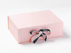 Example of Spruce Green Double Ribbon Bow Featured on Pale Pink A4 Deep Gift Box