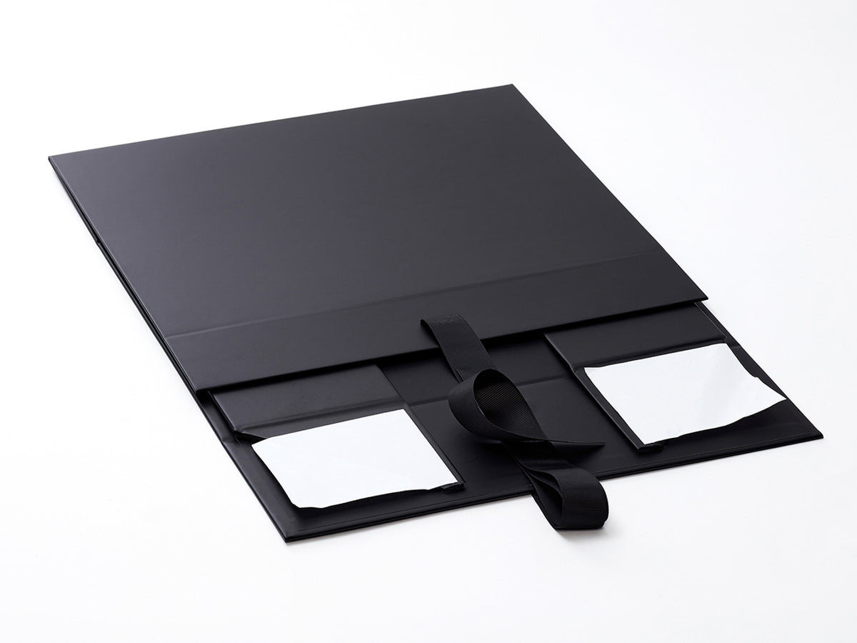 Sample Black A4 Deep Folding Gift Box with Fixed Ribbon Supplied Flat